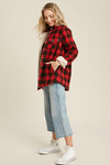 Getting Warmer Plaid Sherpa-Lined Shacket in Red
