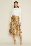 Jane Satin Leopard Midi Skirt
