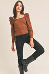 What A Doll Ribbed Top in Chocolate