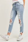 Kingston Distressed Light Wash Relaxed Skinny Denim