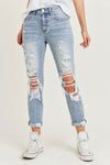 Kingston Distressed Light Wash Relaxed Skinny Denim