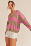 Let's Go Girl Striped Sweater in Pink