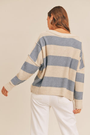 Let's Go Girl Striped Sweater in Blue