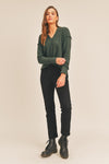 Finley Waffle Top in Evergreen