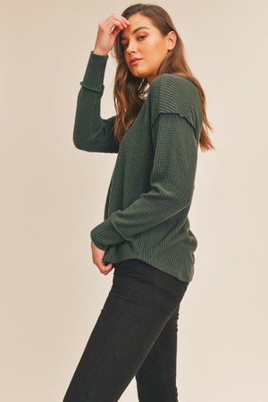 Finley Waffle Top in Evergreen