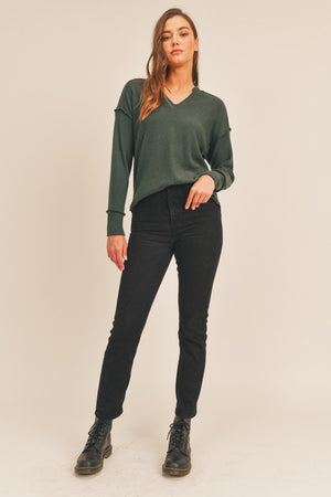 Finley Waffle Top in Evergreen