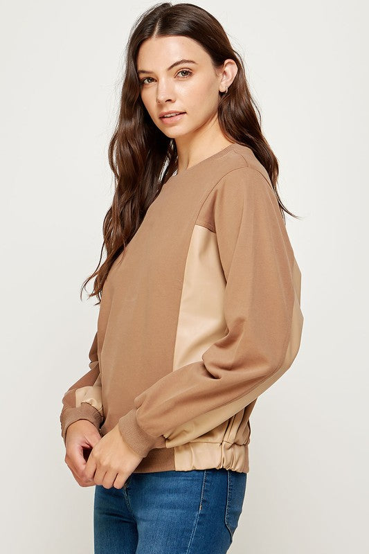 Just Go With It Crewneck in Mocha/Taupe