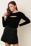Heart Breaker Ribbed Cutout Top