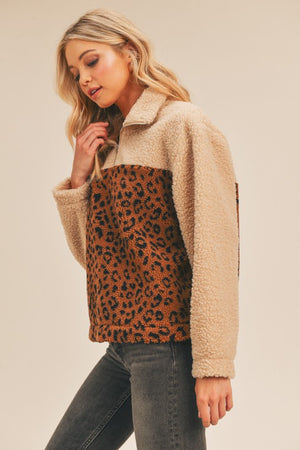 Go Your Own Way Leopard Sherpa Pullover