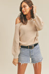Hailee Cold Shoulder Sweater in Oat