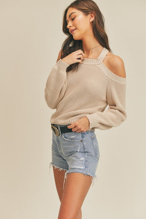 Hailee Cold Shoulder Sweater in Oat