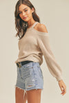 Hailee Cold Shoulder Sweater in Oat