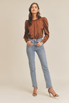 Danielle Satin Leopard Blouse