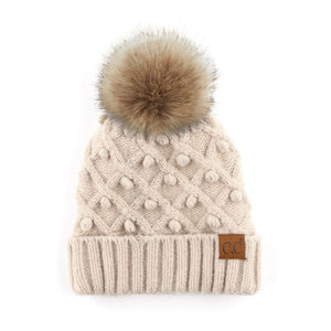 Beanie Pom in Taupe