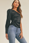 Everly One Shoulder Satin Blouse