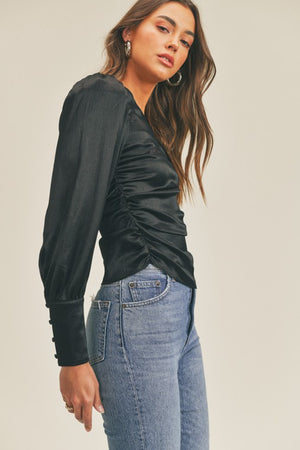 Everly One Shoulder Satin Blouse