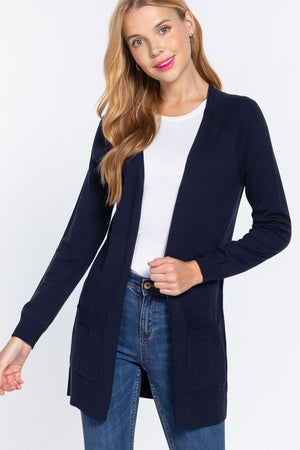 Samantha Open Front Cardigan in Black