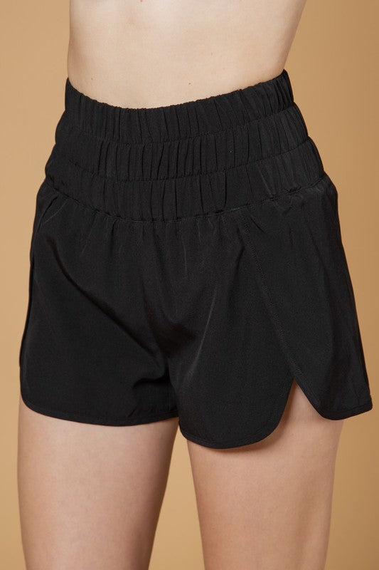 Go Getter Smocked Waist Short in Black