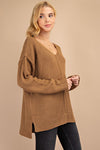 Just Chillin' Waffle Sweater in Mocha