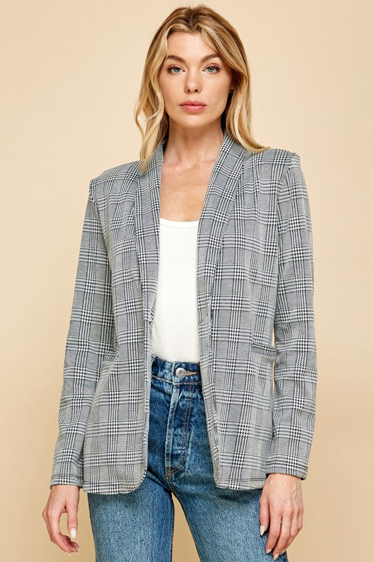 Business Mode Plaid Blazer