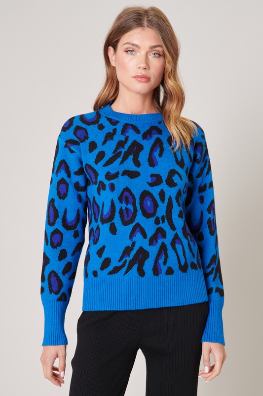 Charmed Blue Leopard Sweater