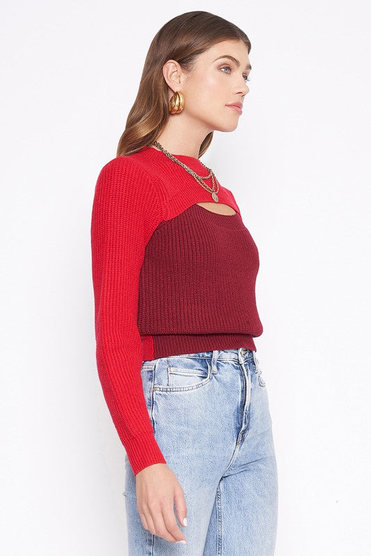 Love You Always Sweater in Red & Burgundy
