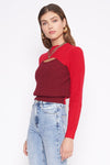 Love You Always Sweater in Red & Burgundy