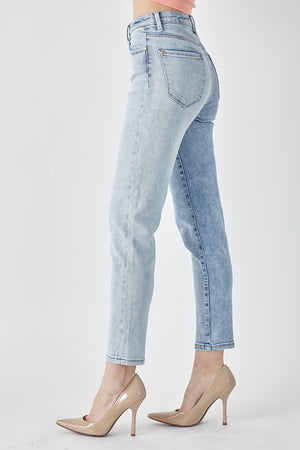 Seeing Double High Rise Two Tone Girlfriend Denim