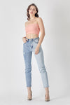 Seeing Double High Rise Two Tone Girlfriend Denim