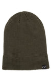 Waffle Knit Cuff Beanie in Olive