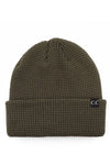 Waffle Knit Cuff Beanie in Olive