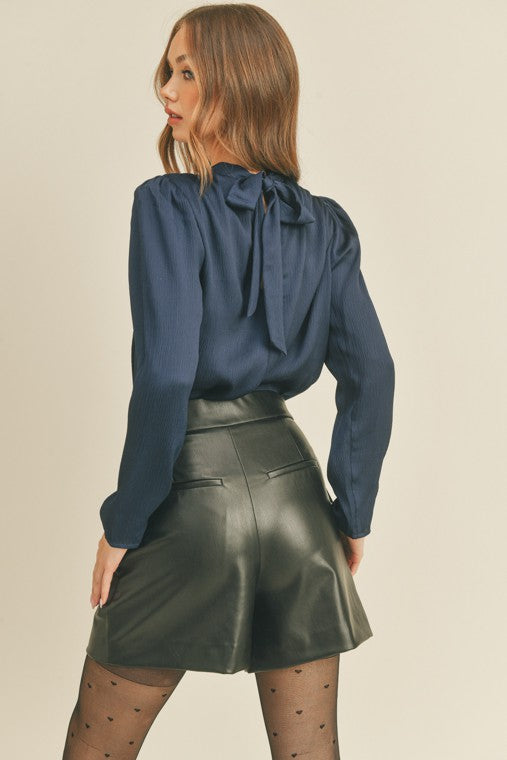 Maren Satin Bodysuit in Navy
