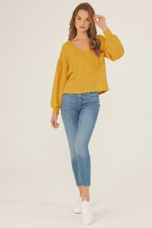 Millie Waffle Sweater in Mustard
