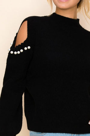 One I Love Pearl Cold Shoulder Sweater