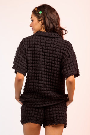 Summer Days Puffy Short Sleeve Shirt & Mini Shorts Set
