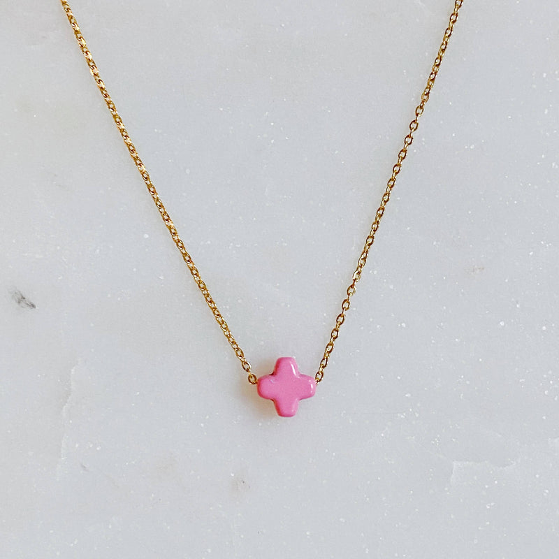 So Very Blessed Cross Necklace in Pink