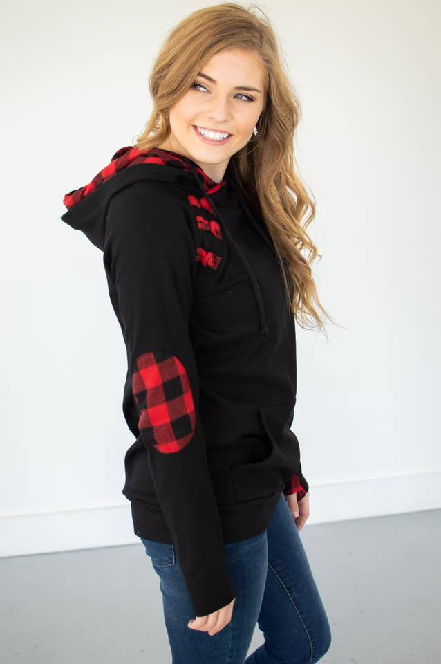 Buffalo Plaid Double Hooded Sweatshirt