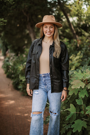Love & Threads X Madi Kubik My Favorite Leather Shacket
