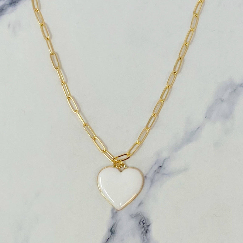 Love You Pendant Necklace in White