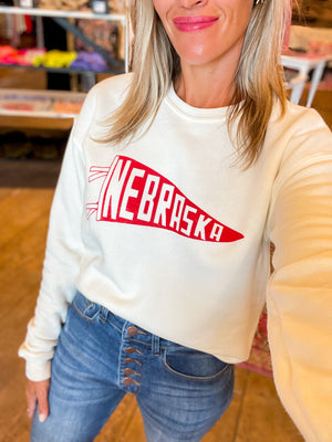 Old School Nebraska Sweatshirt in White