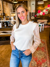 Melanie Floral Sweatshirt Top in White