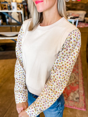 Melanie Sweatshirt Top in Pale Blush