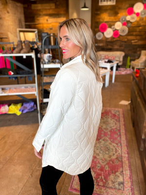 Cassie Quilted Puffer Jacket in Ivory
