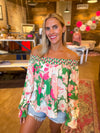 Green Garden Off The Shoulder Blouse