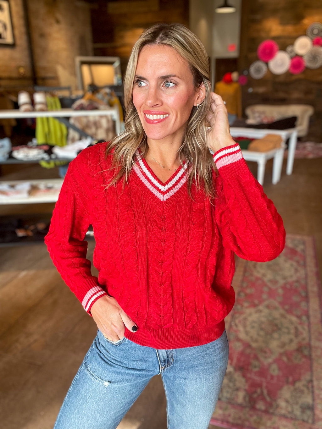 Becca Red Cableknit Sweater