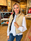 Briann Cropped Reversible Puff Vest in Black/Taupe
