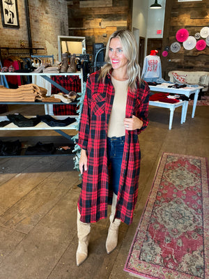 Here I Go Red Plaid Tunic