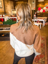 Ainsley Asymmetrical Sweater in Khaki Multi Colorblock