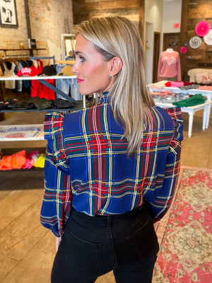 Lakeview Plaid Naomi Mock Neck Blouse
