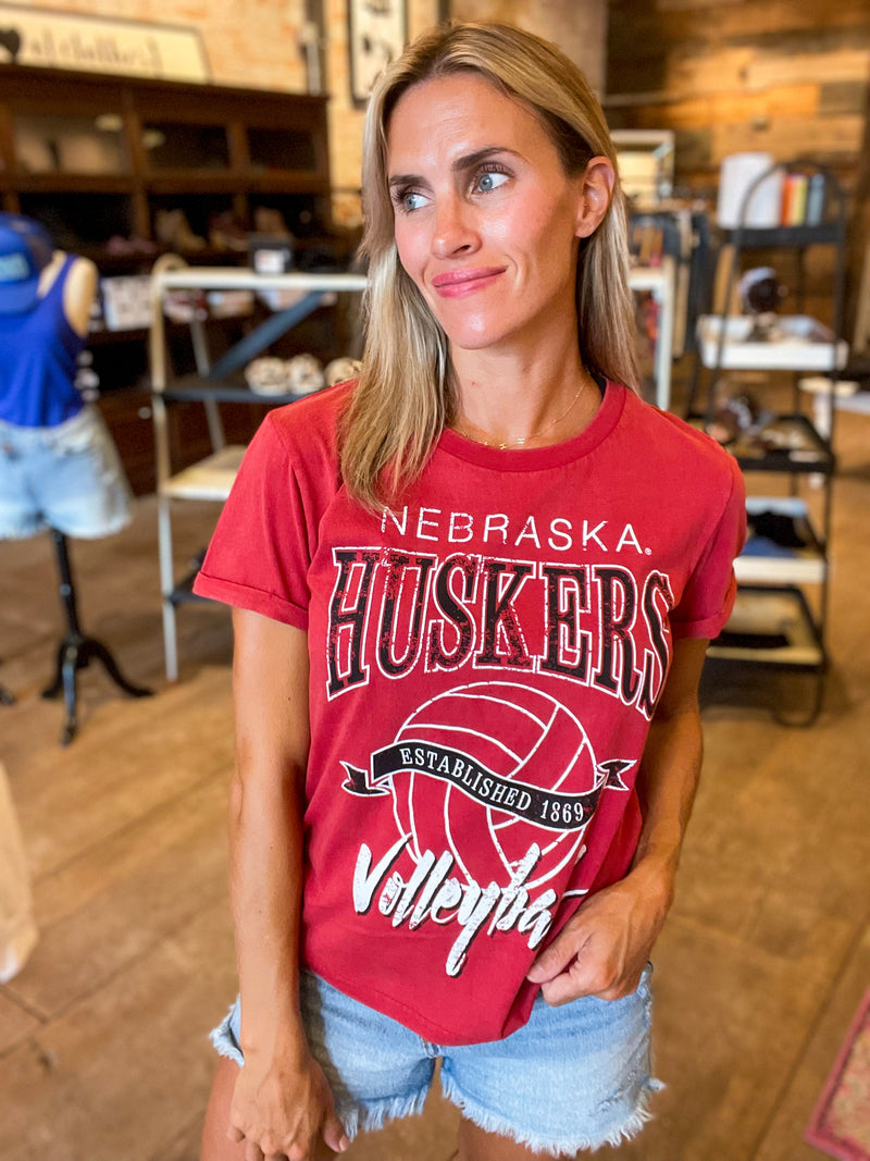 Nebraska Volleyball Cuffed Tee
